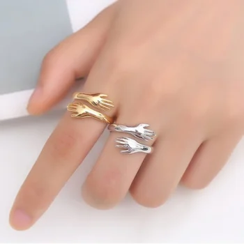 Modni prsten ljubavno prsten za zagrljaje prsten za ruke prsten jedinstveni dizajn zaručnički prsten otvaranje par prsten 2021 trend nakit romantični dodatak 0