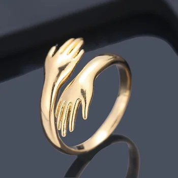 Modni prsten ljubavno prsten za zagrljaje prsten za ruke prsten jedinstveni dizajn zaručnički prsten otvaranje par prsten 2021 trend nakit romantični dodatak 2