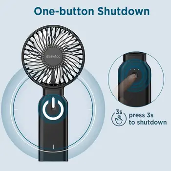 Mini ventilator EasyAcc USB Punjiva 4 Brzine Jak Vjetar Prijenosni Ventilator Podrška Nestanka struje na jedan Dodir Ručni Ventilator Za putovanja Na otvorenom 2