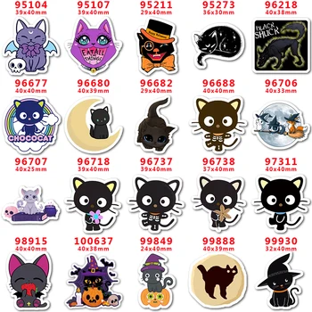 DIY Pribor za ručni rad Šivaći pribor Crtani Halloween Crna Mačka Tiskane Ravan oblik od smole 10 kom.. OL-95104