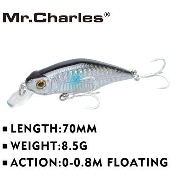 Mr.Charles CMC015 Ribolov Mamac 70 mm/8,5 g, 0-0,8 m, Plutajući, Kvalitetna Profesionalna Tvrd Mamac za гольяна, 3D Eyes Crankbait