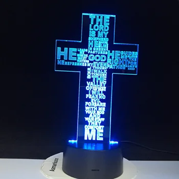 Križ Isusa Krista USB 3D Led noćno svjetlo Darove Lampe Za Spavaće sobe Gospodin je Moj Pastir je Biblija Knjiga Lampa Дропшиппинг