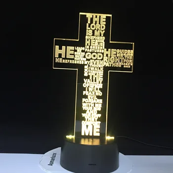 Križ Isusa Krista USB 3D Led noćno svjetlo Darove Lampe Za Spavaće sobe Gospodin je Moj Pastir je Biblija Knjiga Lampa Дропшиппинг 2