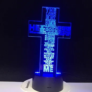 Križ Isusa Krista USB 3D Led noćno svjetlo Darove Lampe Za Spavaće sobe Gospodin je Moj Pastir je Biblija Knjiga Lampa Дропшиппинг 4