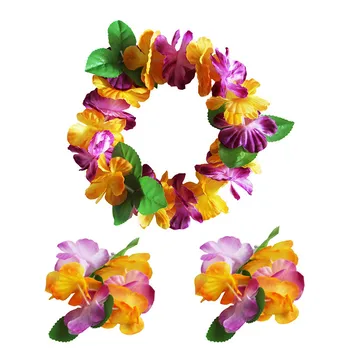 3 kom./compl., Obložen havajski леи za zurke u stilu Hula-Luau, Cvijet ogrlica, Леи za stranke, Suveniri, Slavlja i dekor