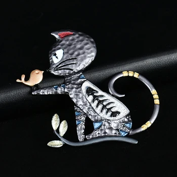 Starinski mačka emajl igle broš za dječake, djevojčice darove moda crtani životinja ručni rad metalni broš kaput pribor 2