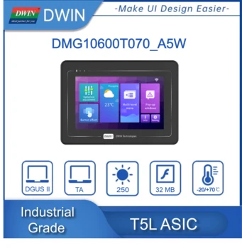 DWIN 7-Inčni LCD modul 1024*600 Industrijski Arduino HMI Dodirna Ploča Sa Oblogom IPS Smart Screen UART TFT Zaslon DMG10600T070_A5W