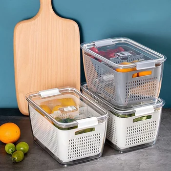 Hladnjak I Kutija Za Skladištenje Svježeg Povrća Košarica Za Odvod Voća Posude S Poklopcem Organizator Kuhinjskih Alata