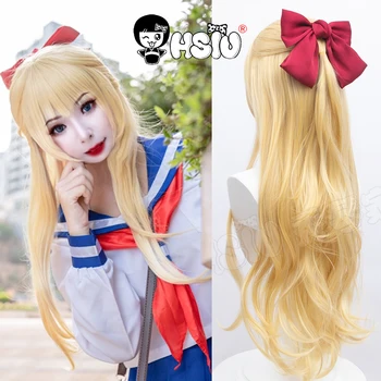 Sailor Venus cosplay perika HSIU Brand Zlatna Duge kose Halloween Diplomski perika + Besplatni dodaci za kosu + Besplatna kapa za vlasulja