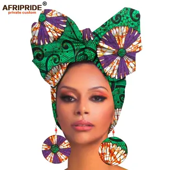 Afrički Headbands i naušnice za Žene, Afrički Marama, Ankara, Tradicionalna Marama, s turbanom, Voštana Print AFRIPRIDE A19H008