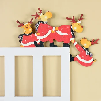 Drveni Božićno Vrata Rama Ukras Djed Mraz Privjesak U Obliku Los Novogodišnji Stol Viseće Dekoracije Sretan Božić Domaći Božićni Dekor