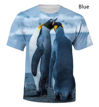 2022 Moda Majica sa 3D Ispis Životinja i Pingvini s Kratkim rukavima, Ljetna Muška i Ženska Zanimljiv Trend i Casual majica 1