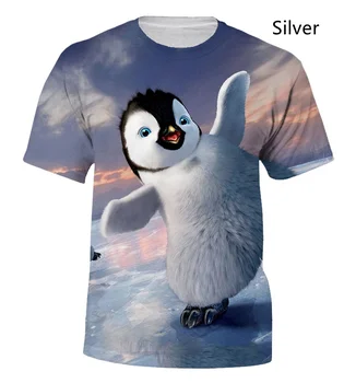 2022 Moda Majica sa 3D Ispis Životinja i Pingvini s Kratkim rukavima, Ljetna Muška i Ženska Zanimljiv Trend i Casual majica 4
