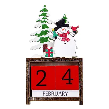 Božićni Blokovi Odbrojavanje Djed Mraz Sob Snjegović Znakovi Drveni Blokovi Božićni Odbrojavanje Advent Kalendar Svečani Stol