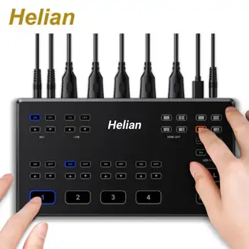 Helian Streaming Video Switcher 4 HDMI ulaza 1080P Snimanje Glatko mijenjanje Za stvaranje videa s više kamera i izravan prijenos